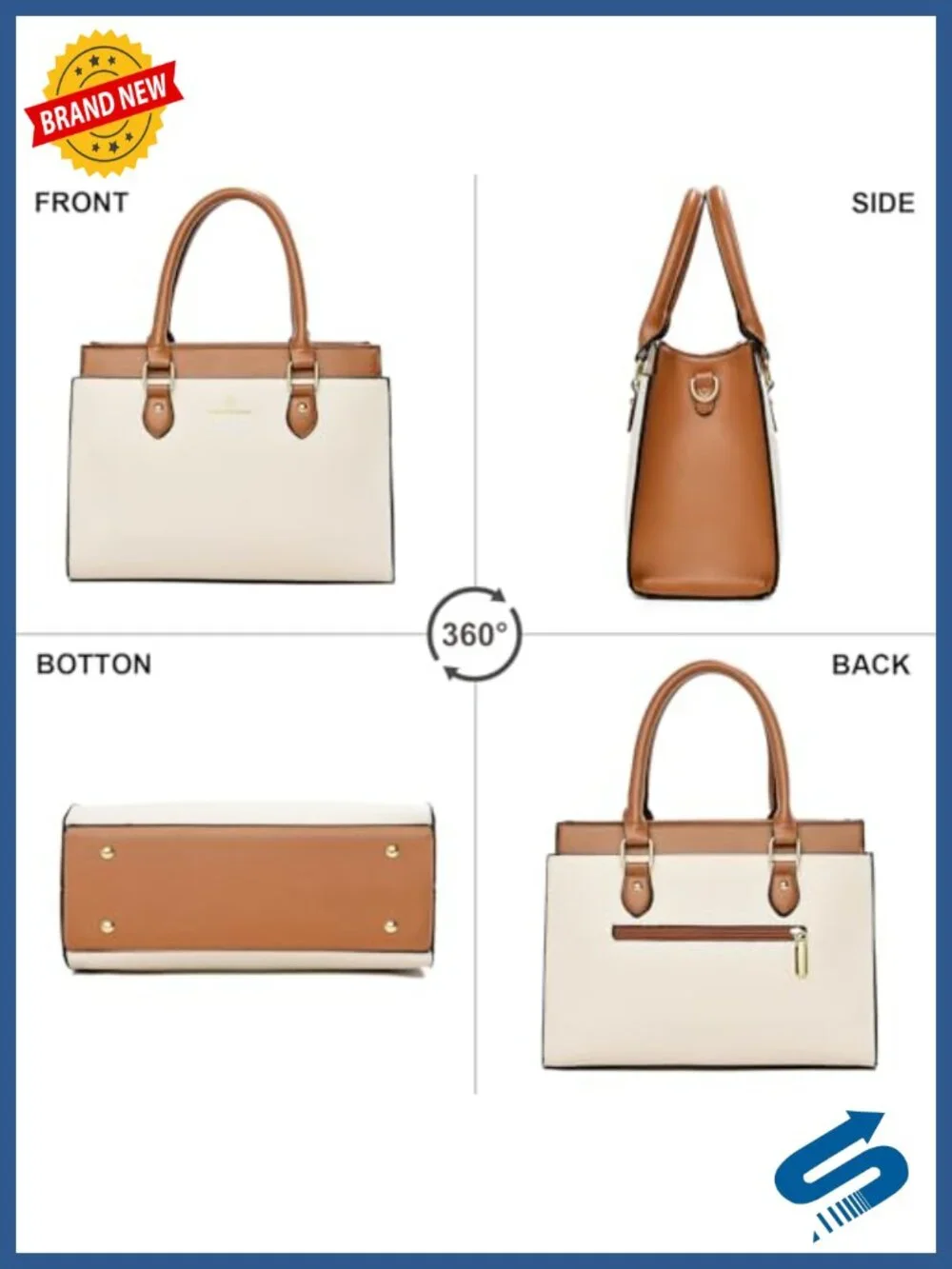 Trendy Faux Leather Satchel Top Handle Handbag with Crossbody Strap for Women